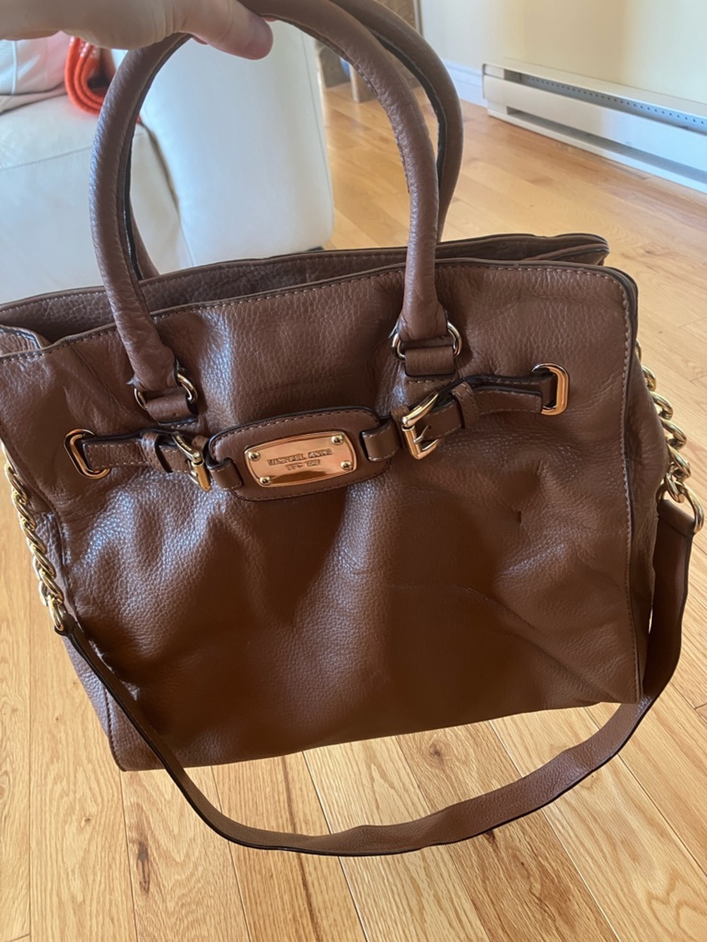 Michael Kors Brown Leather Bag with Gold Accents